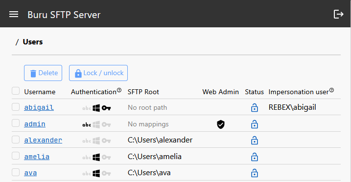 User management (Buru Server Web Admin)