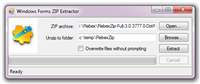 Windows Forms ZIP extractor screenshot